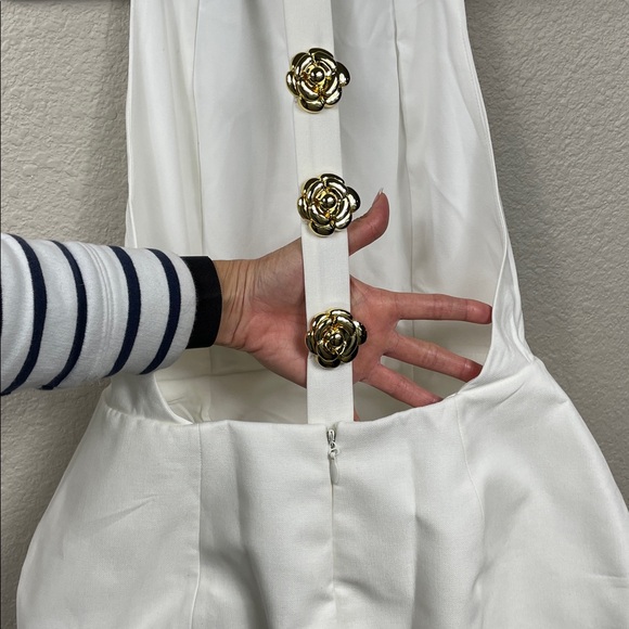 NWT Atoir Tiffany Dress Rose Floral Button Open Back White Sz 6 - Picture 5 of 16